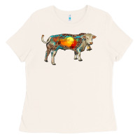 Bone charolais bull with desert and leopard Ladies Tee - RanaPortraitStore