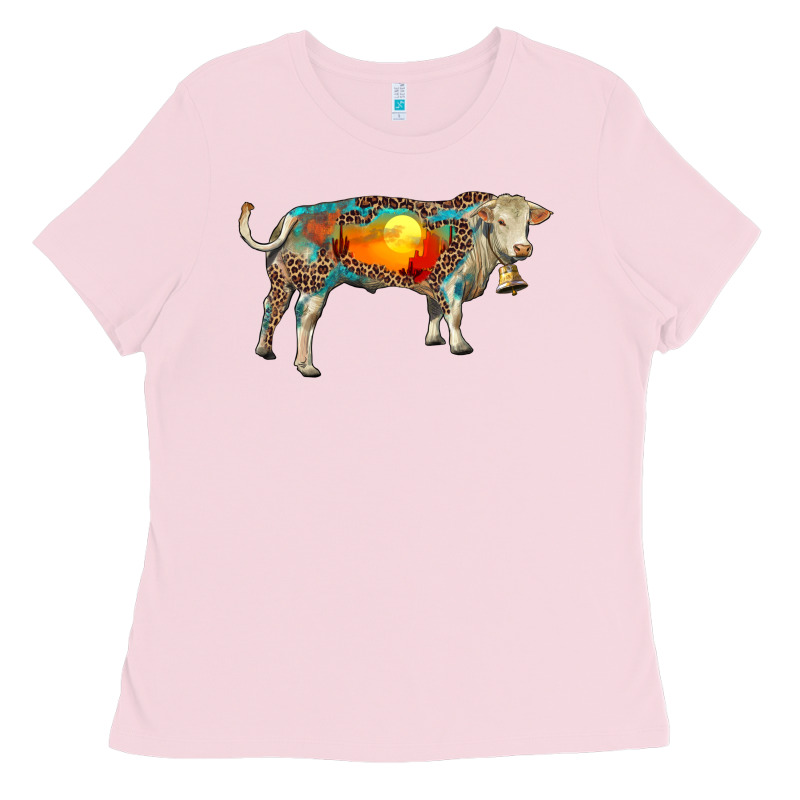 Charolais Bull With Desert And Leopard Ladies Tee by RanaPortraitStore | Teevron