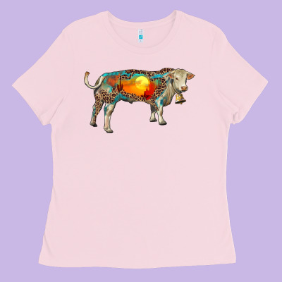 Charolais Bull With Desert And Leopard Ladies Tee Designed By Ranaportraitstore