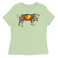 Matcha charolais bull with desert and leopard Ladies Tee - RanaPortraitStore