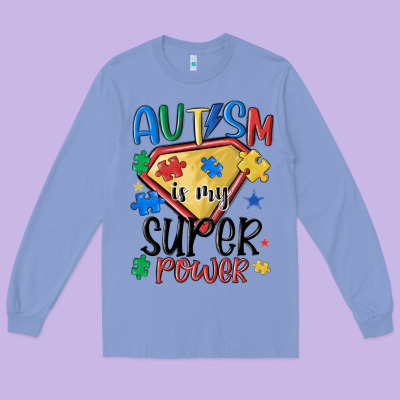 Autism Is My Super Power Long Sleeve Tee Designed By Maliassmallbusiness