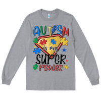 Heather Grey autism is my super power Long Sleeve Tee - MaliasSmallBusiness