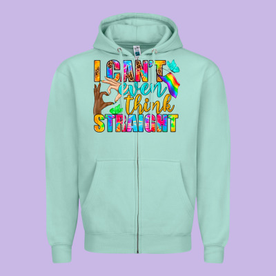 Lgbtq I Can't Even Think Straight Zipper Hoodie Designed By Bundleandbundleshop