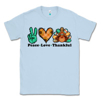 Dusty Blue peace love thankful turkey Classic Tee - Jasminsmagicworld