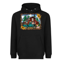 Black western barn with farm animals Heavyweight Hoodie - RanaPortraitStore