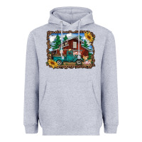 Heather Grey western barn with farm animals Heavyweight Hoodie - RanaPortraitStore