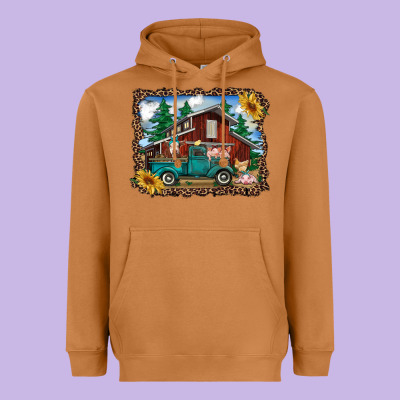 Western Barn With Farm Animals Heavyweight Hoodie Designed By Ranaportraitstore