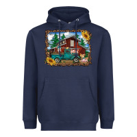 Navy western barn with farm animals Heavyweight Hoodie - RanaPortraitStore