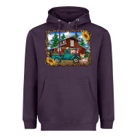 Plum western barn with farm animals Heavyweight Hoodie - RanaPortraitStore