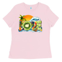 Bubblegum Pink love kiwi summer Ladies Tee - texasbilliewilder