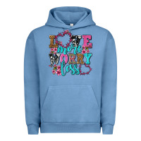 Pigment Pebble Blue love more worry less olivia Urban Hoodie - OliviaCreatesArt