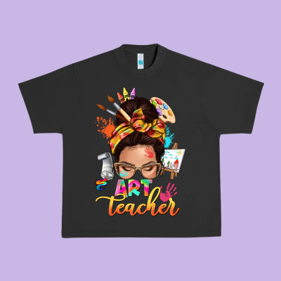 Art Teacher Messy Bun Urban Heavy Tee Designed By Nancycooperartshop