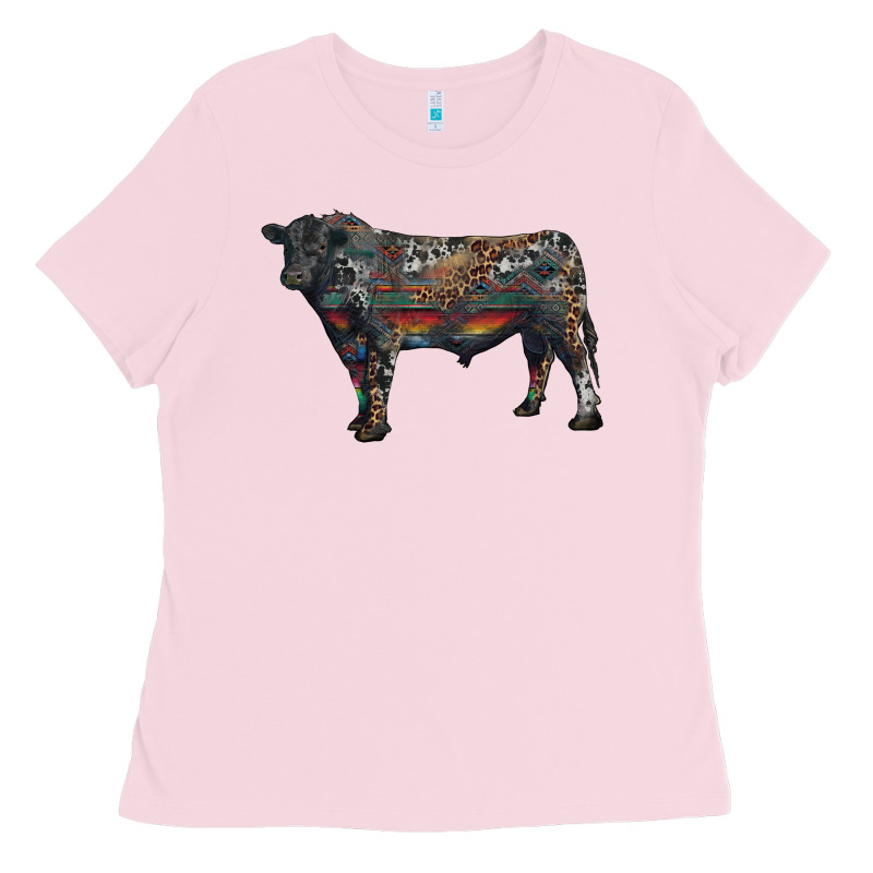 Black Angus Bull With Western Patterns Ladies Tee by RanaPortraitStore | Teevron