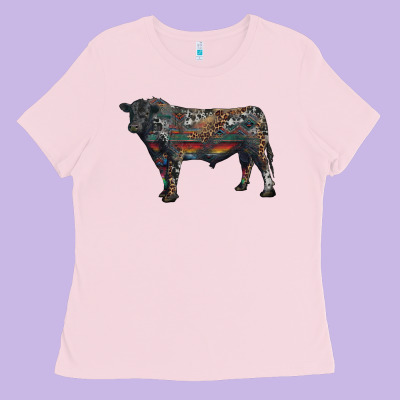 Black Angus Bull With Western Patterns Ladies Tee Designed By Ranaportraitstore