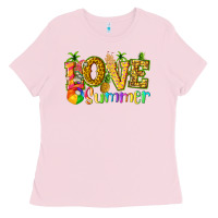 Bubblegum Pink love summer with pineapple Ladies Tee - texasbilliewilder