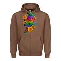 Chestnut LGBTQ+ Lightnin' Bolt With Sunflower Zipper Hoodie - BundleAndBundleShop