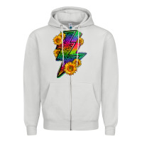 Dove Grey LGBTQ+ Lightnin' Bolt With Sunflower Zipper Hoodie - BundleAndBundleShop