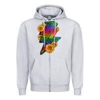 Heather Grey LGBTQ+ Lightnin' Bolt With Sunflower Zipper Hoodie - BundleAndBundleShop