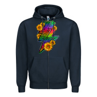 Navy LGBTQ+ Lightnin' Bolt With Sunflower Zipper Hoodie - BundleAndBundleShop