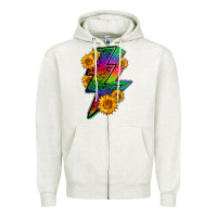 Oatmeal Heather LGBTQ+ Lightnin' Bolt With Sunflower Zipper Hoodie - BundleAndBundleShop