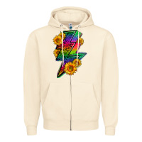 Sandshell LGBTQ+ Lightnin' Bolt With Sunflower Zipper Hoodie - BundleAndBundleShop