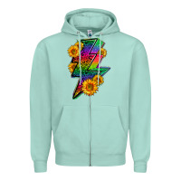 Seafoam LGBTQ+ Lightnin' Bolt With Sunflower Zipper Hoodie - BundleAndBundleShop