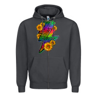 Smoke LGBTQ+ Lightnin' Bolt With Sunflower Zipper Hoodie - BundleAndBundleShop