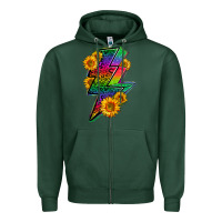 Sports Green LGBTQ+ Lightnin' Bolt With Sunflower Zipper Hoodie - BundleAndBundleShop