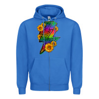True Royal LGBTQ+ Lightnin' Bolt With Sunflower Zipper Hoodie - BundleAndBundleShop