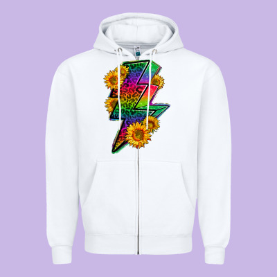Lgbtq+ Lightnin' Bolt With Sunflower Zipper Hoodie Designed By Bundleandbundleshop
