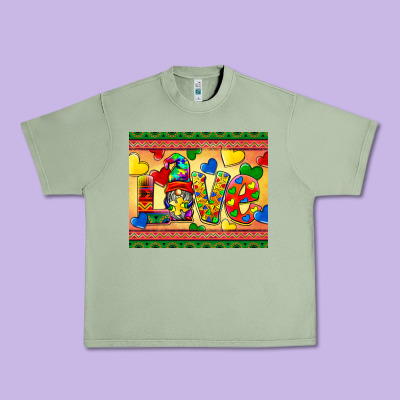 Love Autism Awareness Urban Heavy Tee Designed By Barkaloodesign
