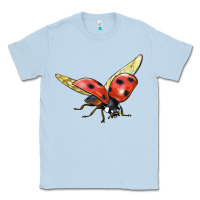 Dusty Blue Ladybug Flying Classic Tee - LillyAllenDesigns