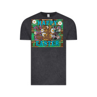 Vintage Black easter happy easter western bunnies daisies Vintage Tee - Artiststas