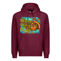 Burgundy Happy Turkey Day Premium Hoodie - texasbilliewilder