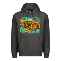 Charcoal Heather Happy Turkey Day Premium Hoodie - texasbilliewilder
