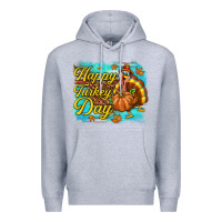 Heather Grey Happy Turkey Day Premium Hoodie - texasbilliewilder
