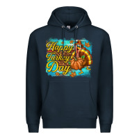 Navy Happy Turkey Day Premium Hoodie - texasbilliewilder