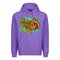 Purple Happy Turkey Day Premium Hoodie - texasbilliewilder