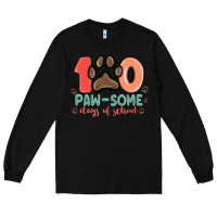 Black 100 pawsome days of school Long Sleeve Tee - MaliasSmallBusiness