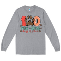 Heather Grey 100 pawsome days of school Long Sleeve Tee - MaliasSmallBusiness