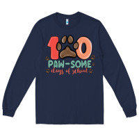 Navy 100 pawsome days of school Long Sleeve Tee - MaliasSmallBusiness