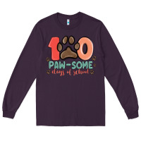 Plum 100 pawsome days of school Long Sleeve Tee - MaliasSmallBusiness