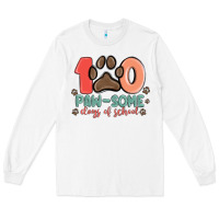 White 100 pawsome days of school Long Sleeve Tee - MaliasSmallBusiness