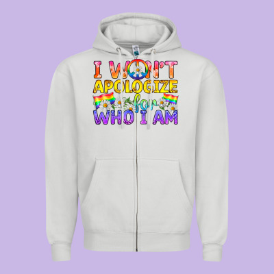 Lgbtq I Won't Apologize For Who I Am Zipper Hoodie Designed By Bundleandbundleshop