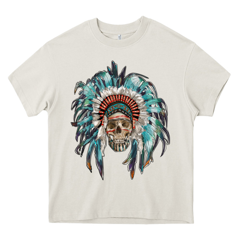 Indian Headdress With Native American Skull Heavy Core Tee by RanaPortraitStore | Teevron