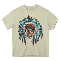 Mossy indian headdress with native american skull Heavy Core Tee - RanaPortraitStore