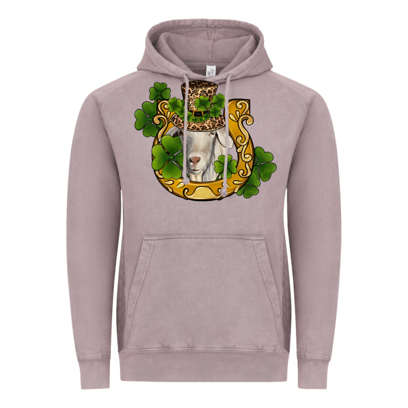 St Patricks Day Goat Horseshoe Shamrock Vintage Hoodie by RanaPortraitStore | Teevron