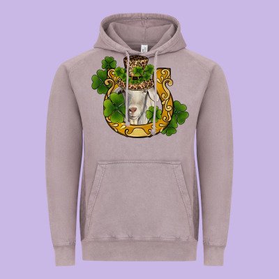 St Patricks Day Goat Horseshoe Shamrock Vintage Hoodie Designed By Ranaportraitstore