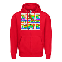 Red Western LGBTQ+ Love Lives Here Tumbler Zipper Hoodie - BundleAndBundleShop