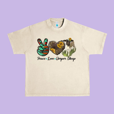 Peace Love Dorper Sheep Urban Heavy Tee Designed By Lillyallendesigns